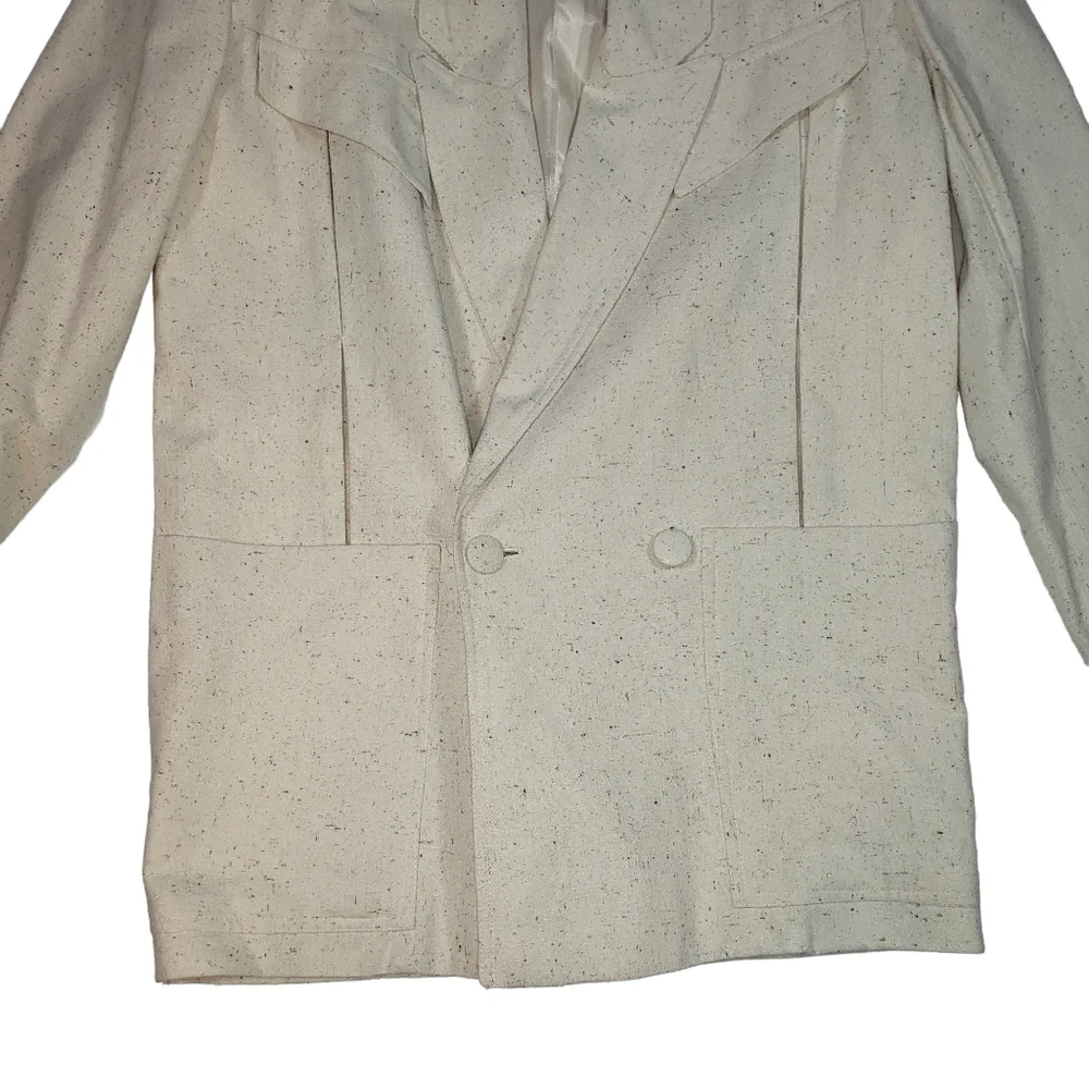 Naturelle George Georgiou Tan Beige 100% Silk Blazer Sz XS Western Style Jacket - Picture 8 of 16
